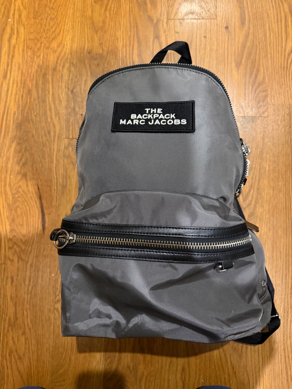 Marc Jacobs Charcoal Nylon Mini Backpack with Front Zip
